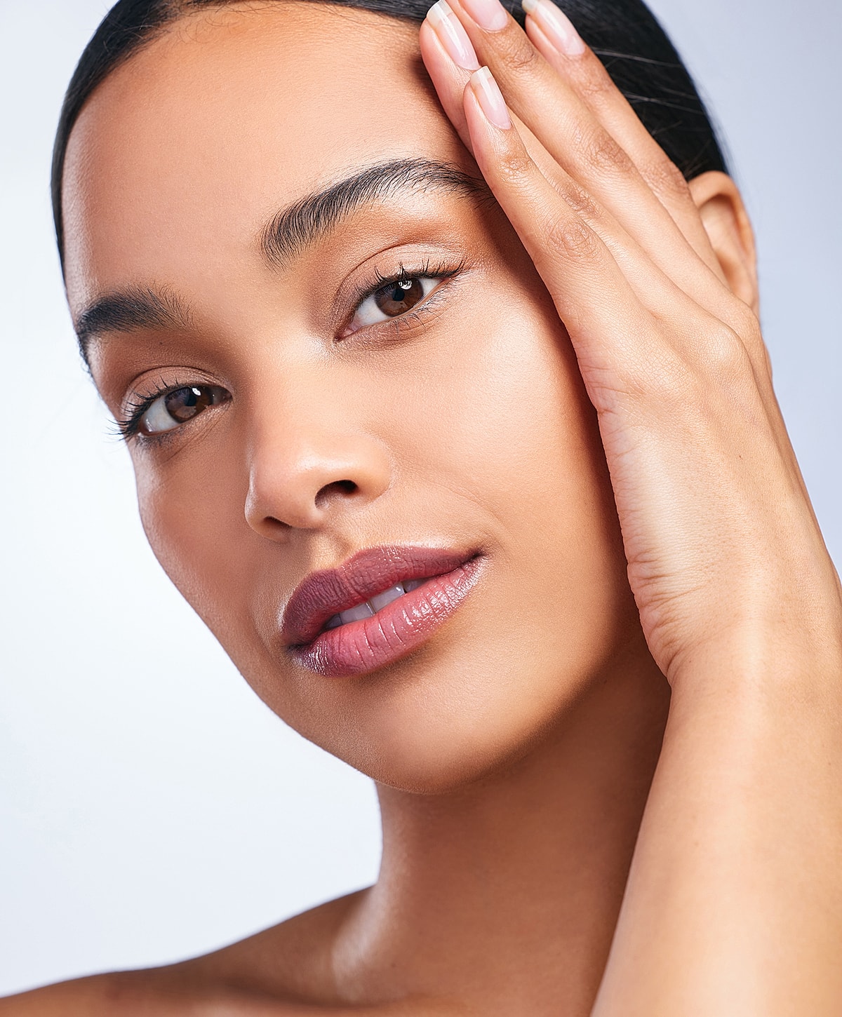 Close-up of a woman's natural beauty and expression.